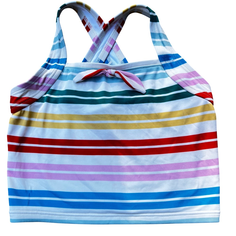 Hanna Andersson Kids Multi Color Striped Cross Back Tankini Swim Top 110cm 4/5